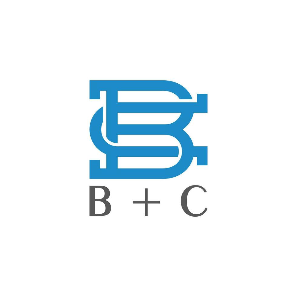 letter bc linked overlap simple flat logo vector