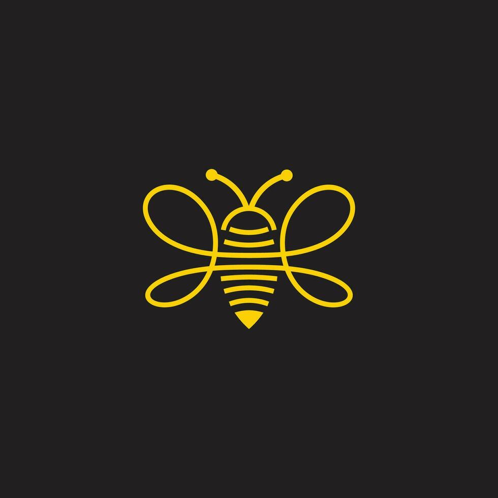 abeja símbolo hilo lineal diseño logo vector