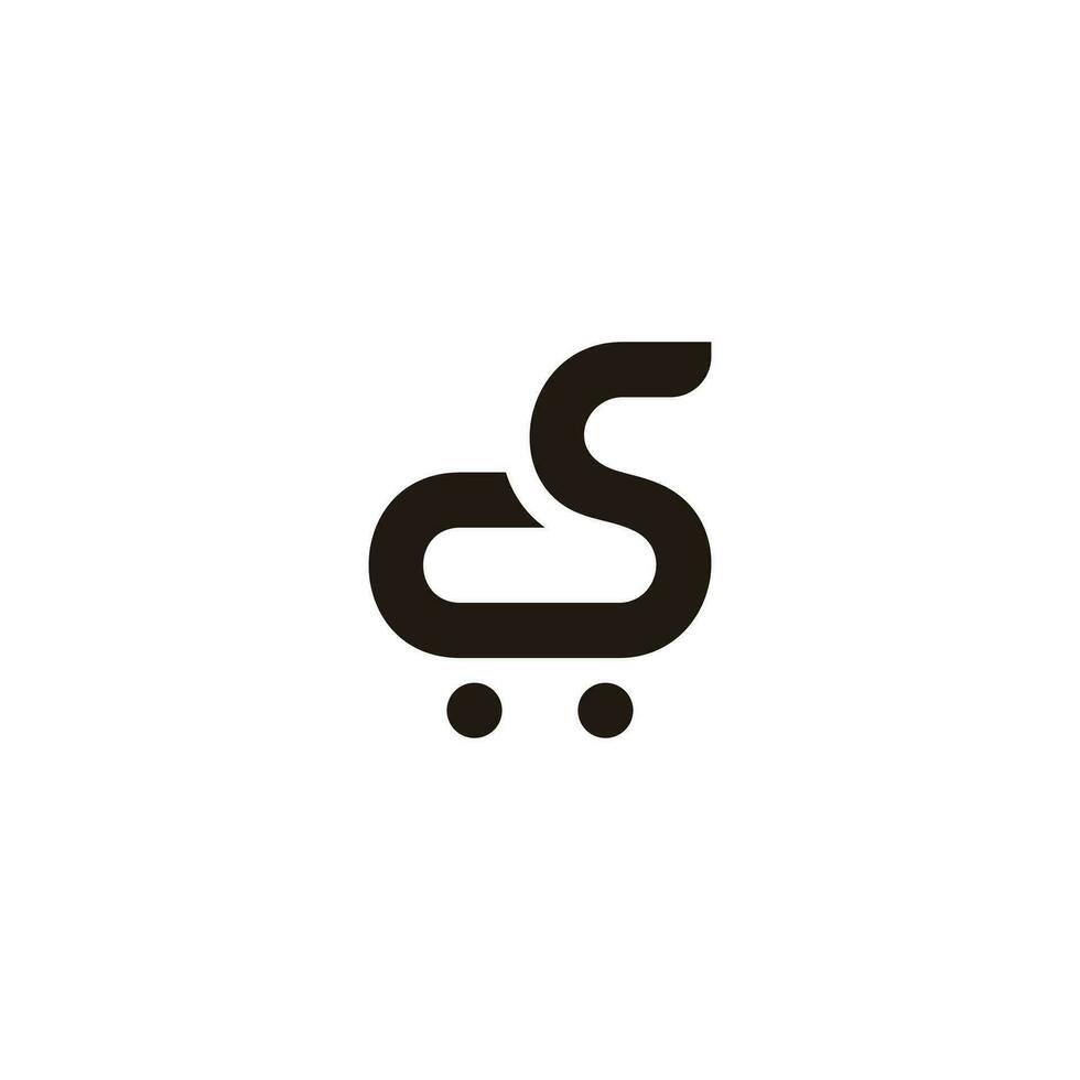 letter cs shopping cart symbol logo vector