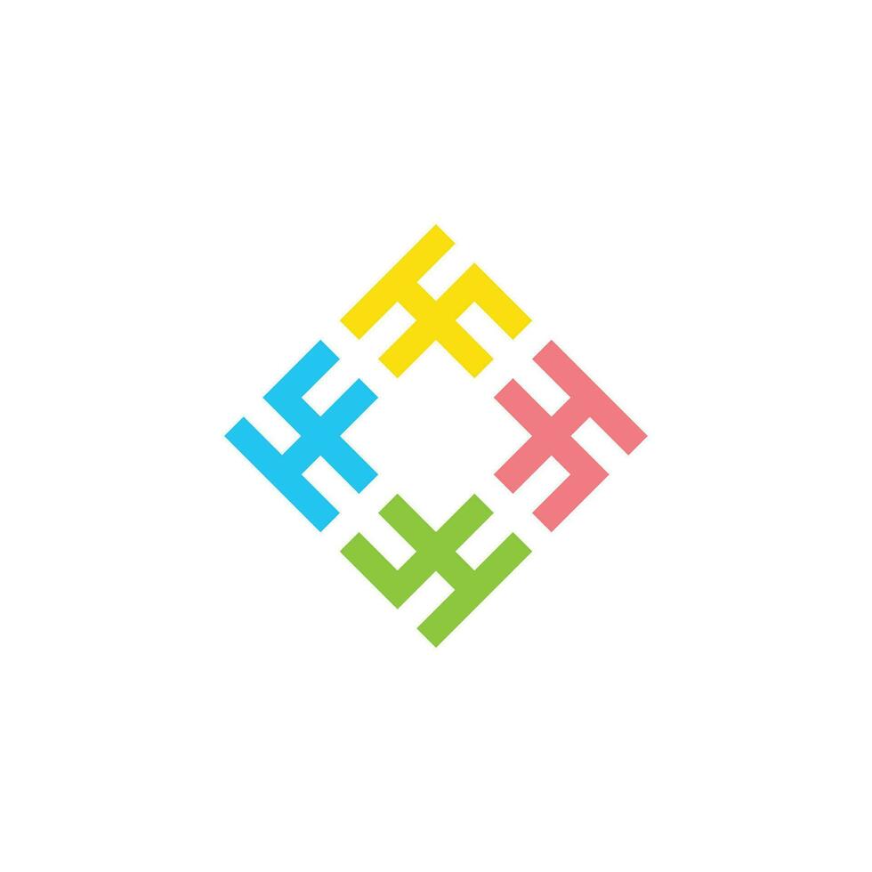 abstract letter hf simple colorful square infinity swirl logo vector