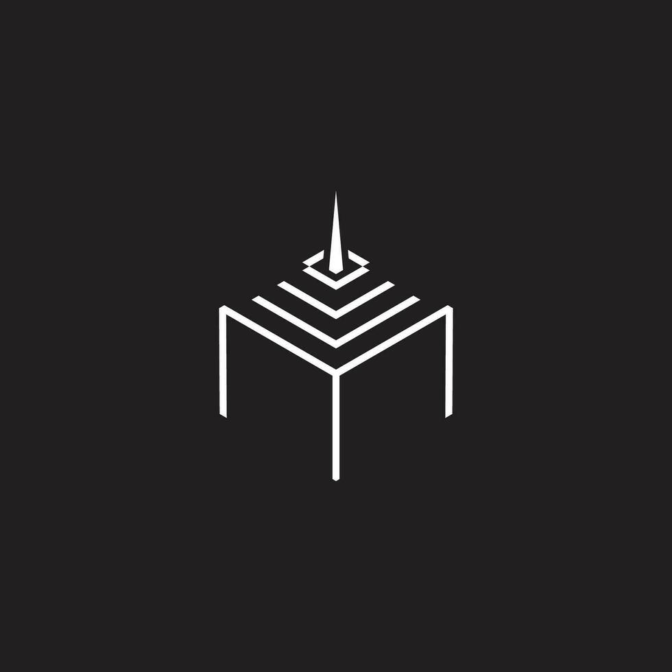 letter m stripe thin line simple geometric logo vector