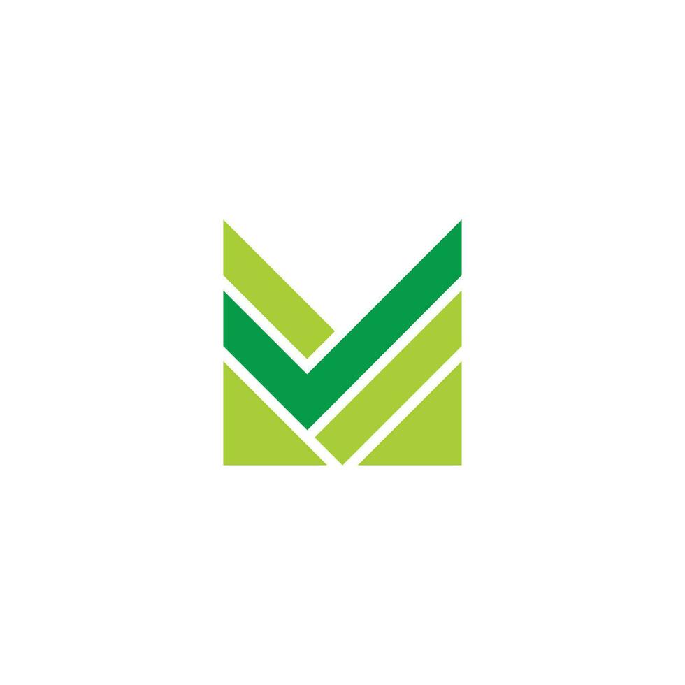 letter m stripes green check mark logo vector
