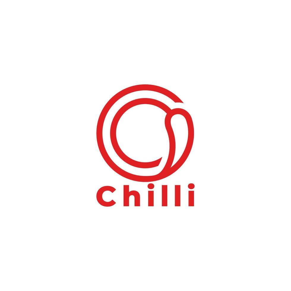 letter c chilli line art logo vector