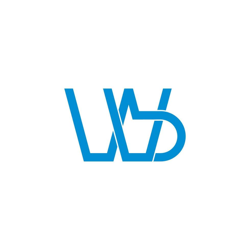 letter wb simple linked 3d line flat logo vector