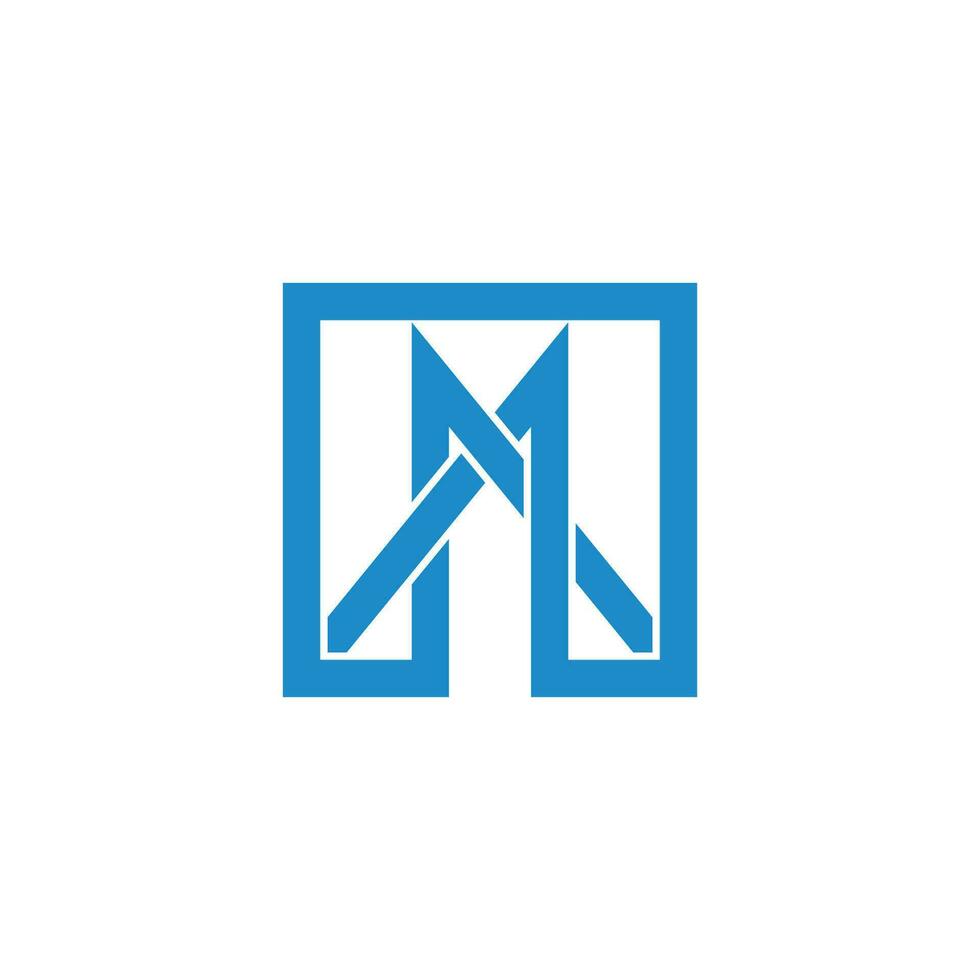 letter mn simple overlapping line logo vector