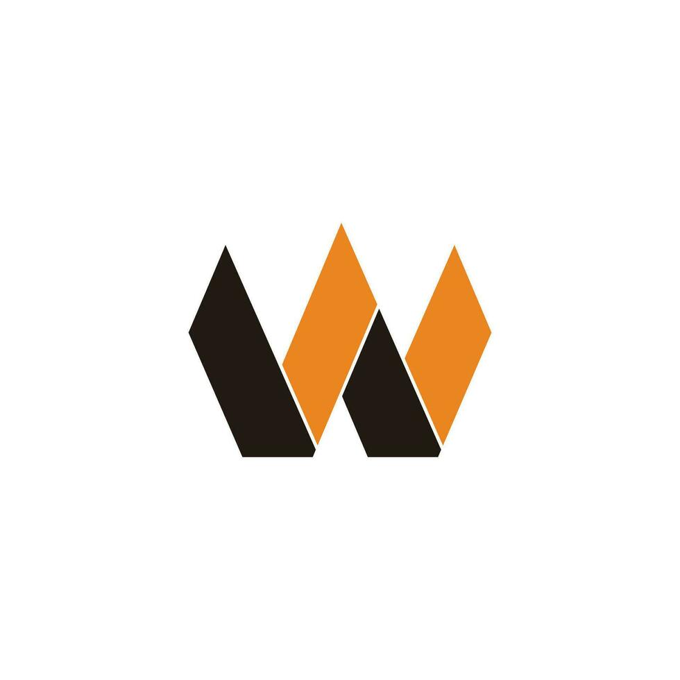 letter w simple 3d flat ribbon geometric colorful logo vector