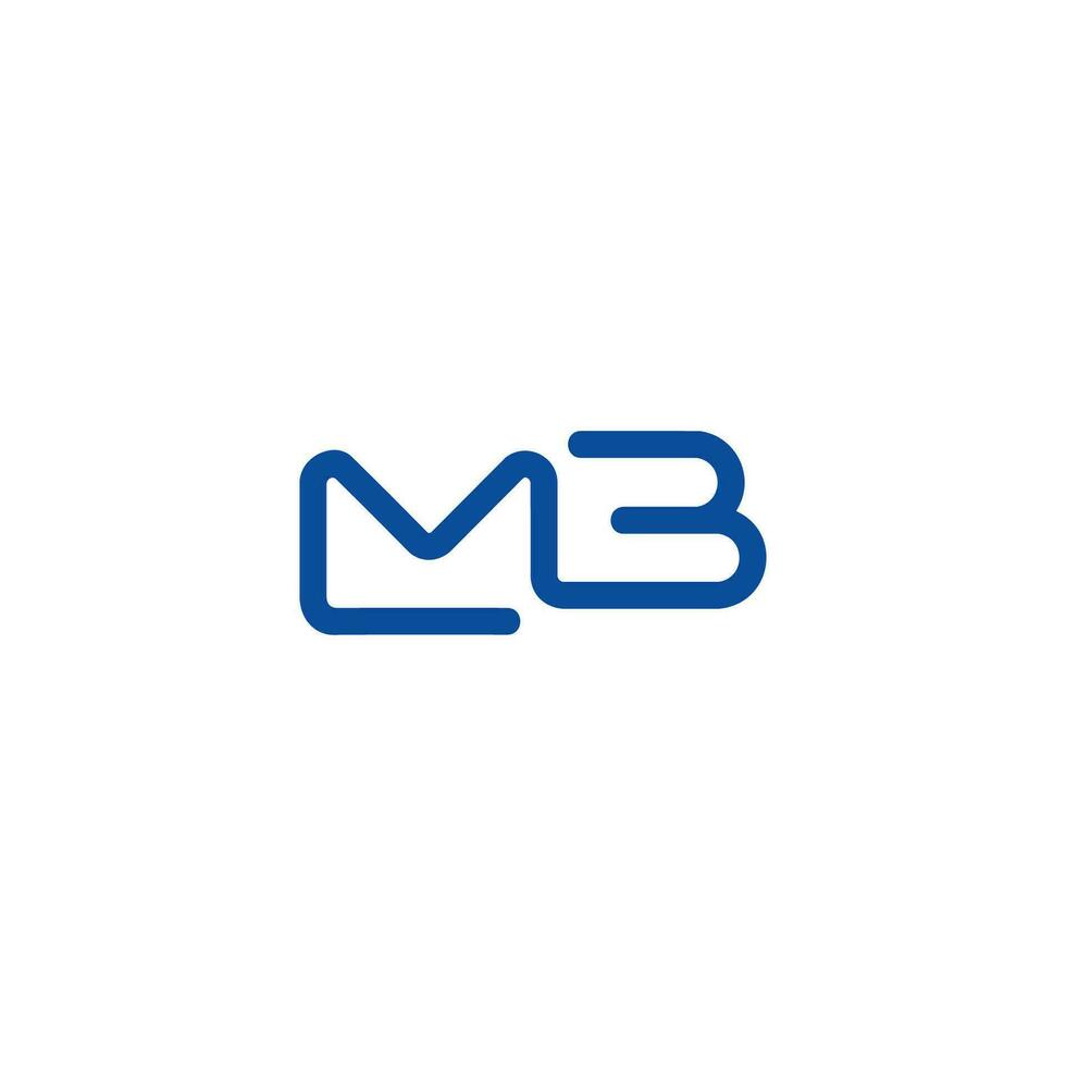 letter mb linked curve linear logo vector