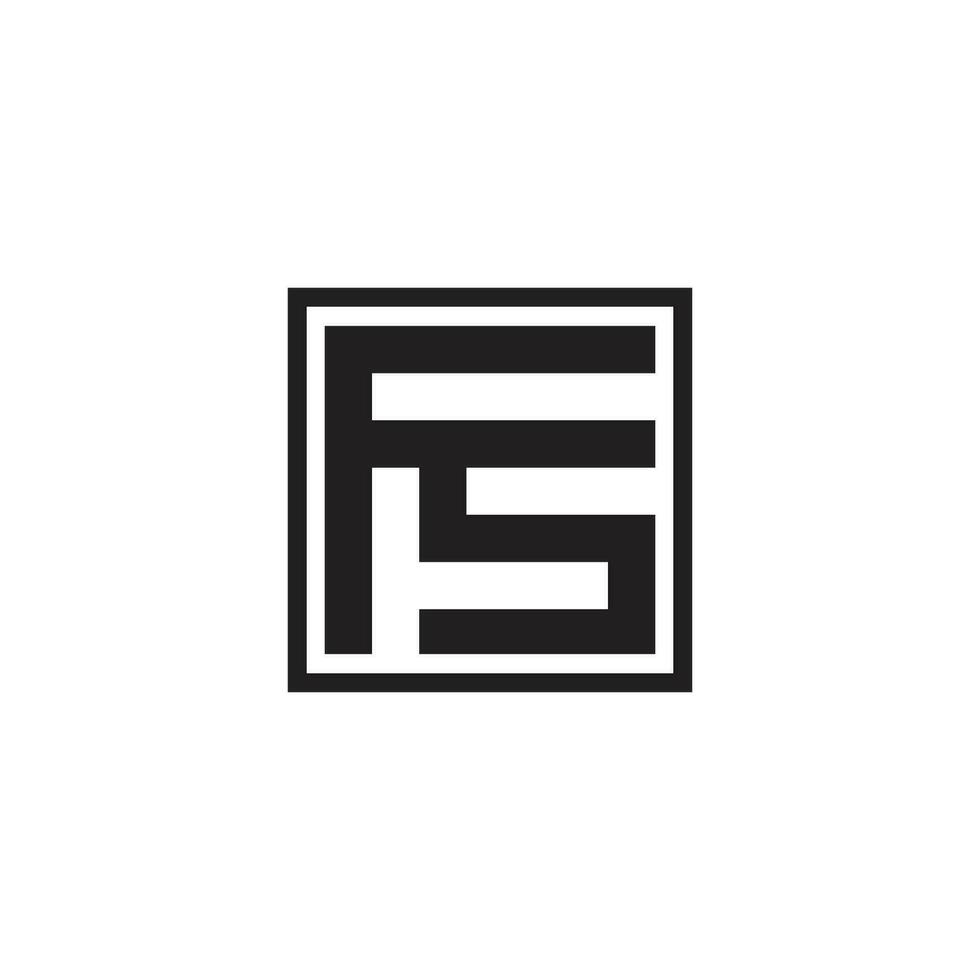 letter fs simple geometric square line logo vector