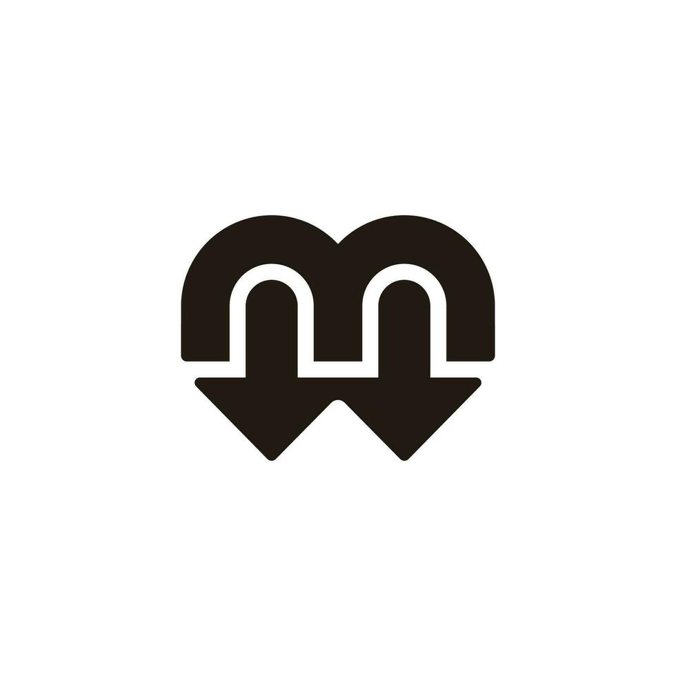 letter m pointing arrow simple geometric logo vector