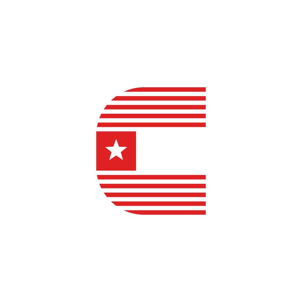 letter c stripes star design flag logo vector