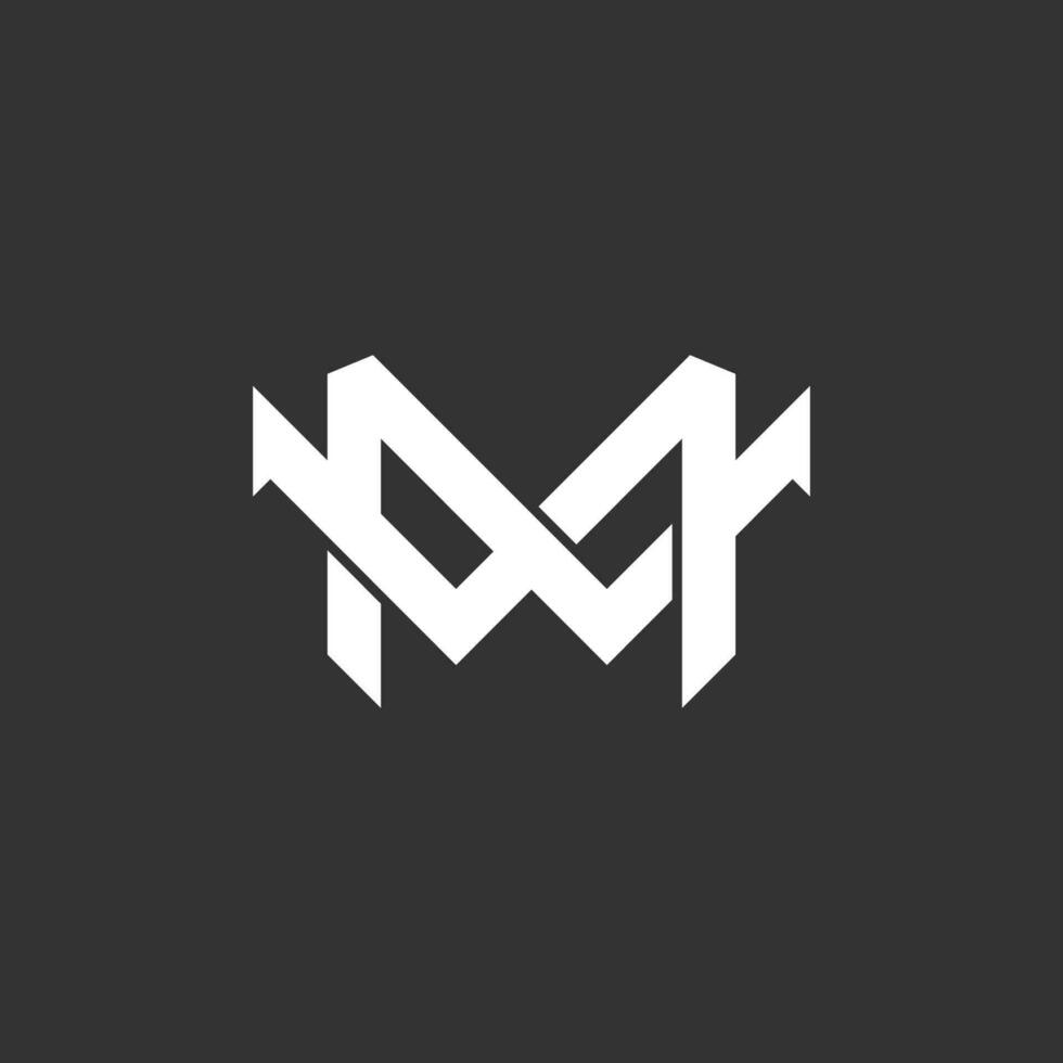 letter m linked arrow geometric line logo vector