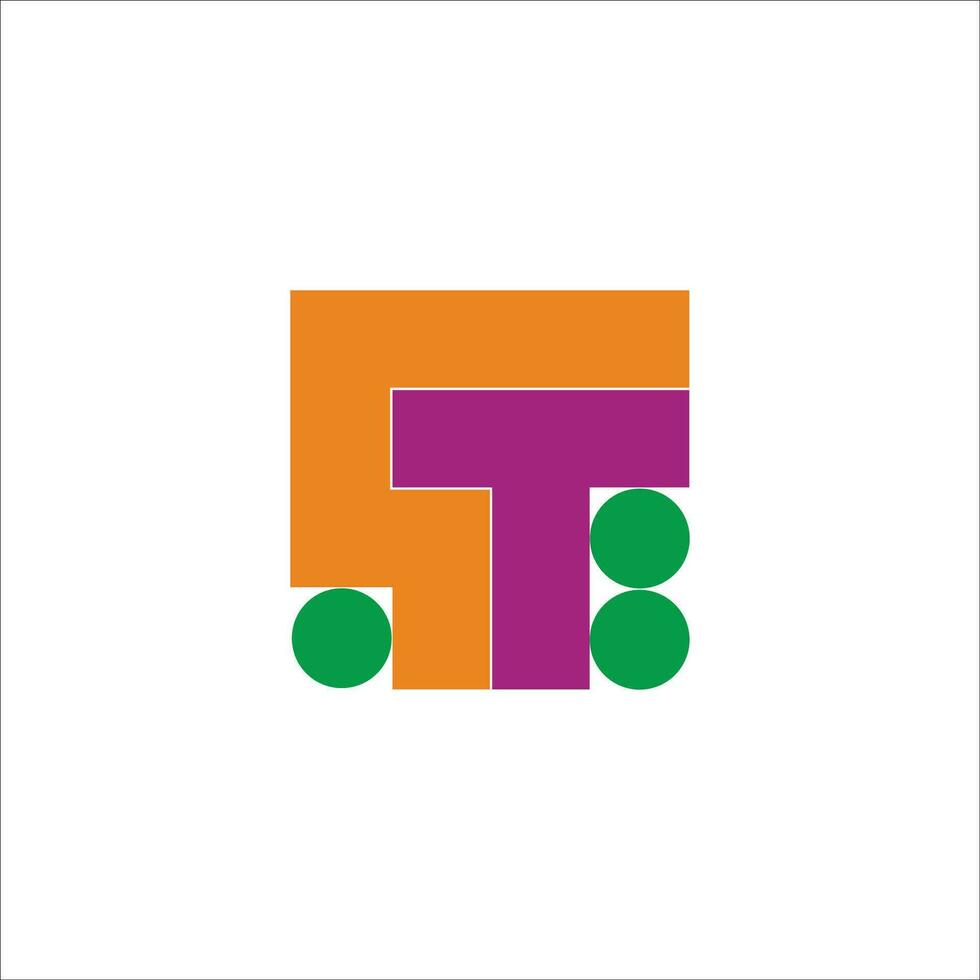 letter ct square dots geometric colorful design logo vector