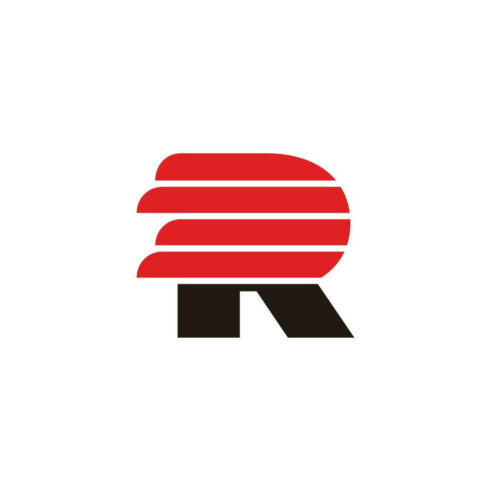letter r stripes fast motion simple geometric logo vector