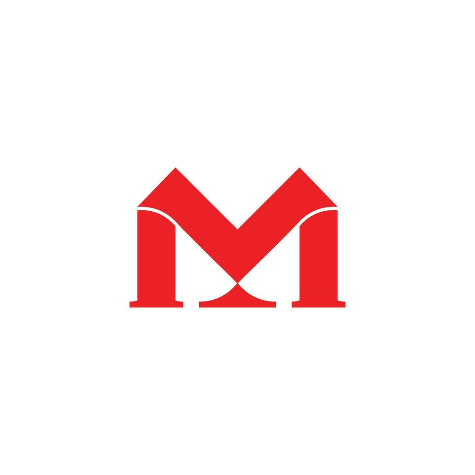 letter m ribbon 3d flat simple geometric logo vector