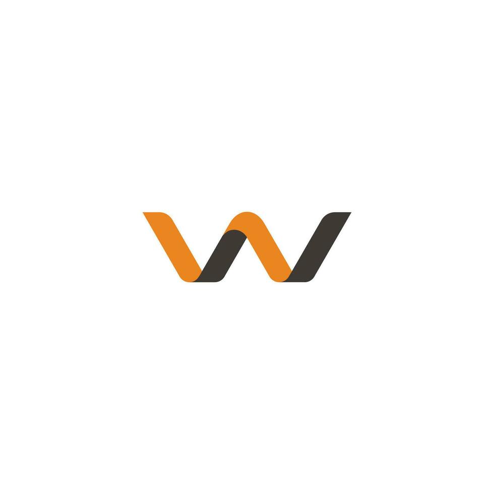 letter w simple 3d wavy ribbon logo vector