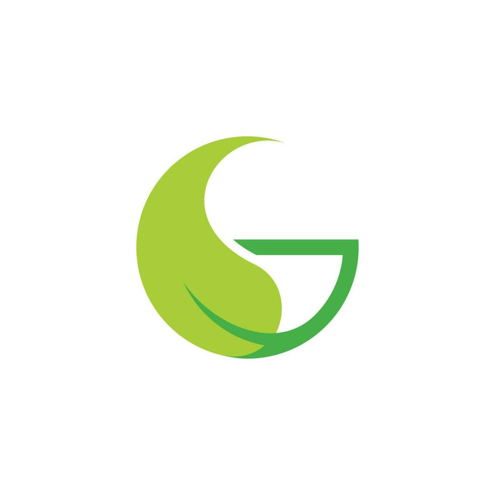 letter g green leaf tree symbol geometric logo vector