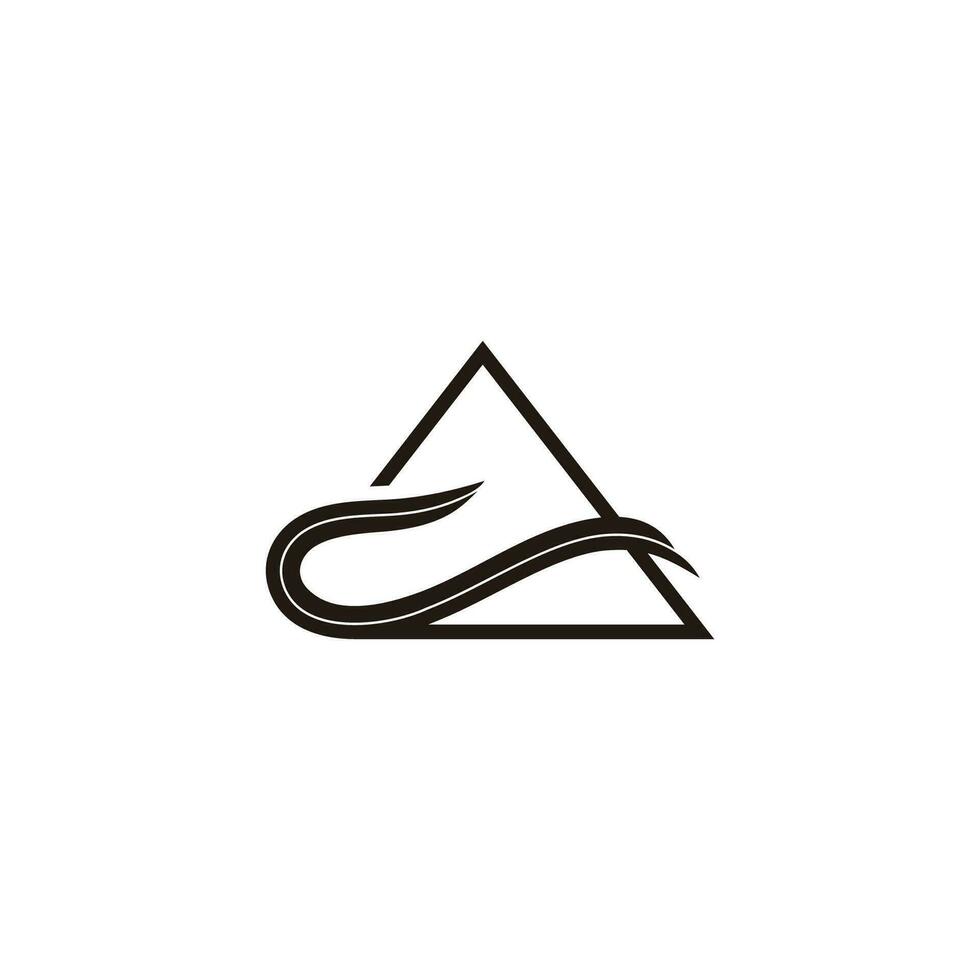 triángulo monocromo sencillo curvas ondulado logo vector