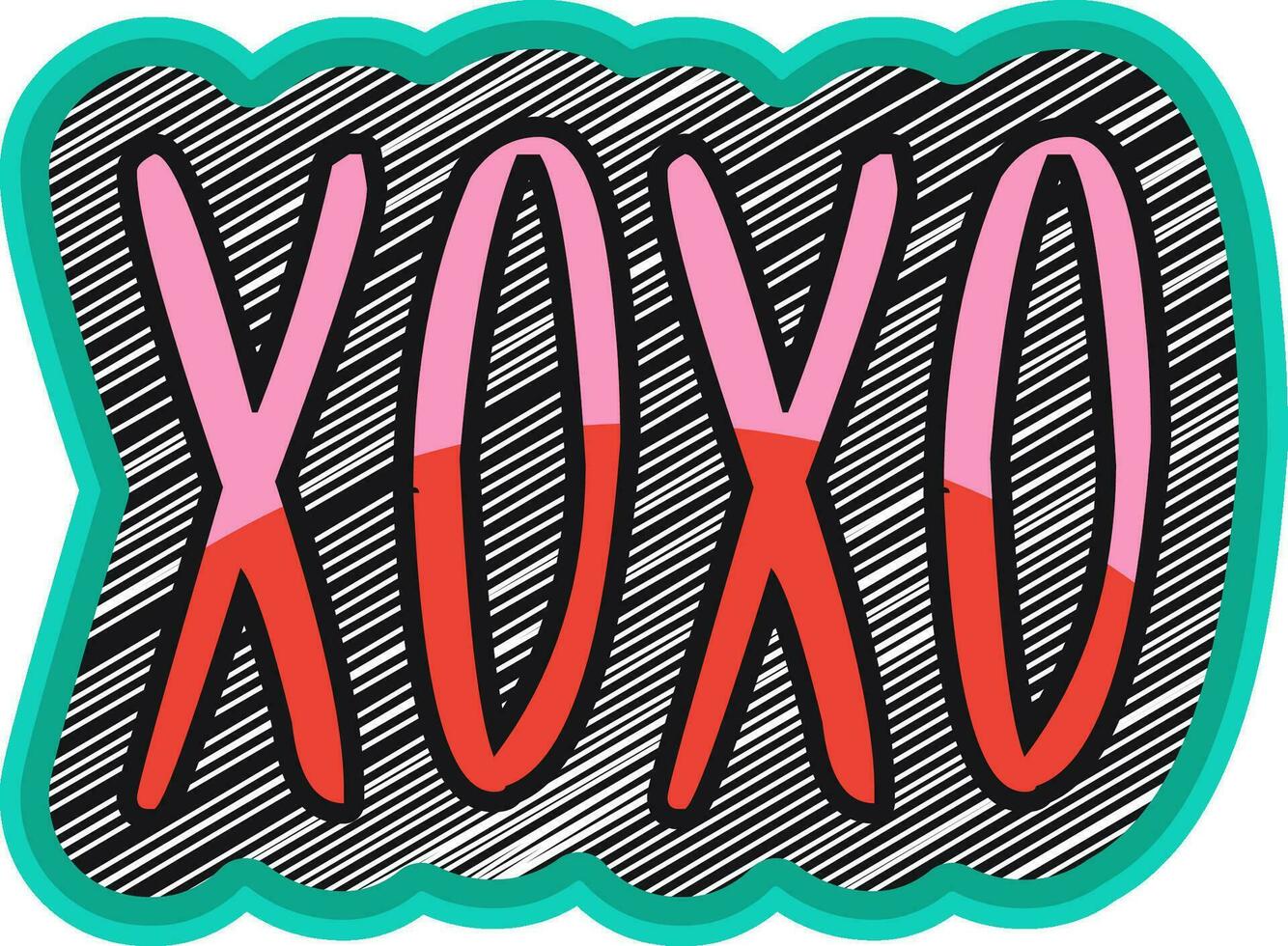 XOXO Love Hugs and Kisses Text Message. vector