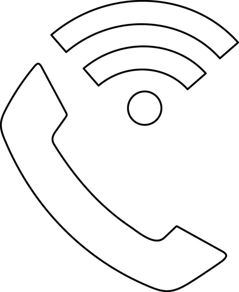 Call with wifi sign in black line art illustration. vector