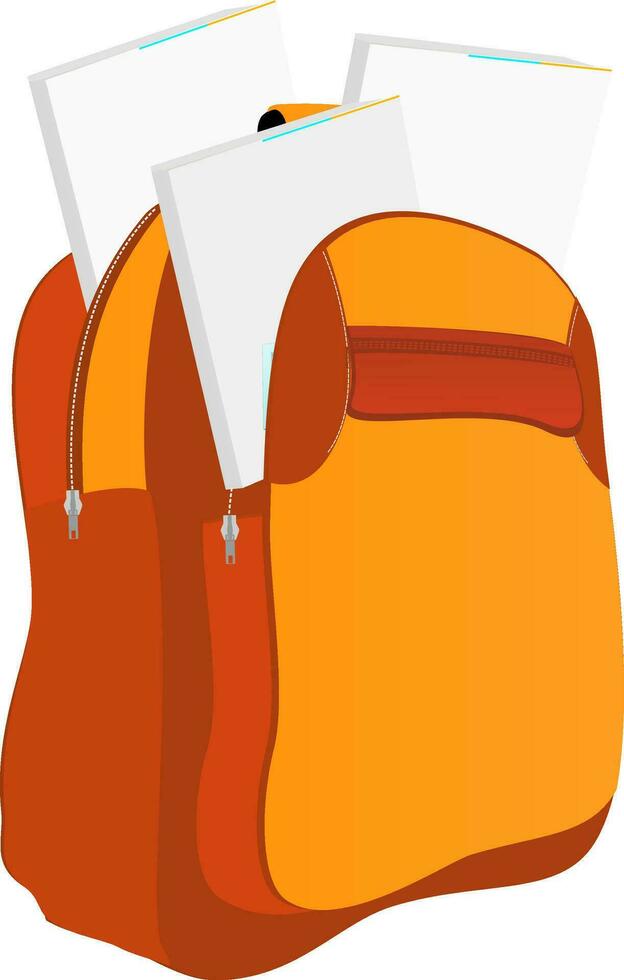 plano ilustración de un colegio bolso con cuaderno. vector