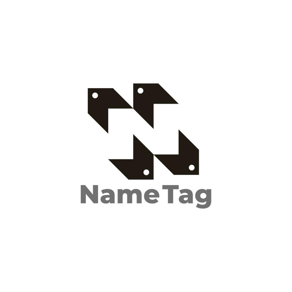 letter n name tag negative space logo vector