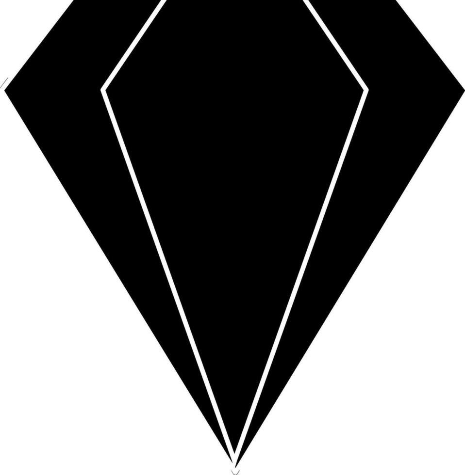 Flat style diamond in bw color. vector