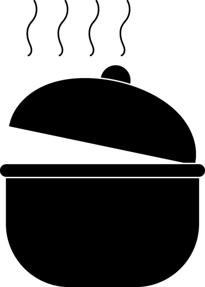 Open black casserole pan in flat style. vector