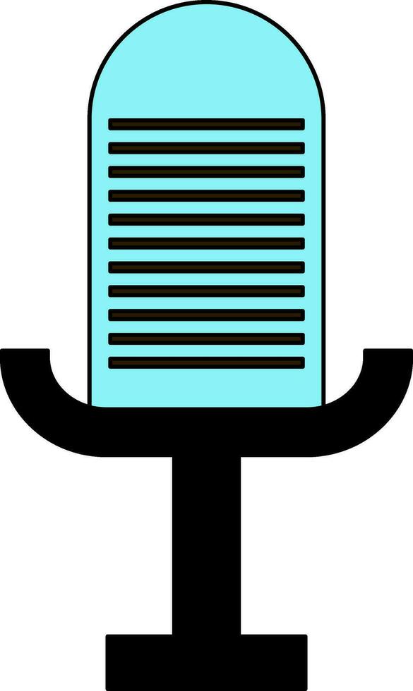 Black and blue microphone in flat style. vector