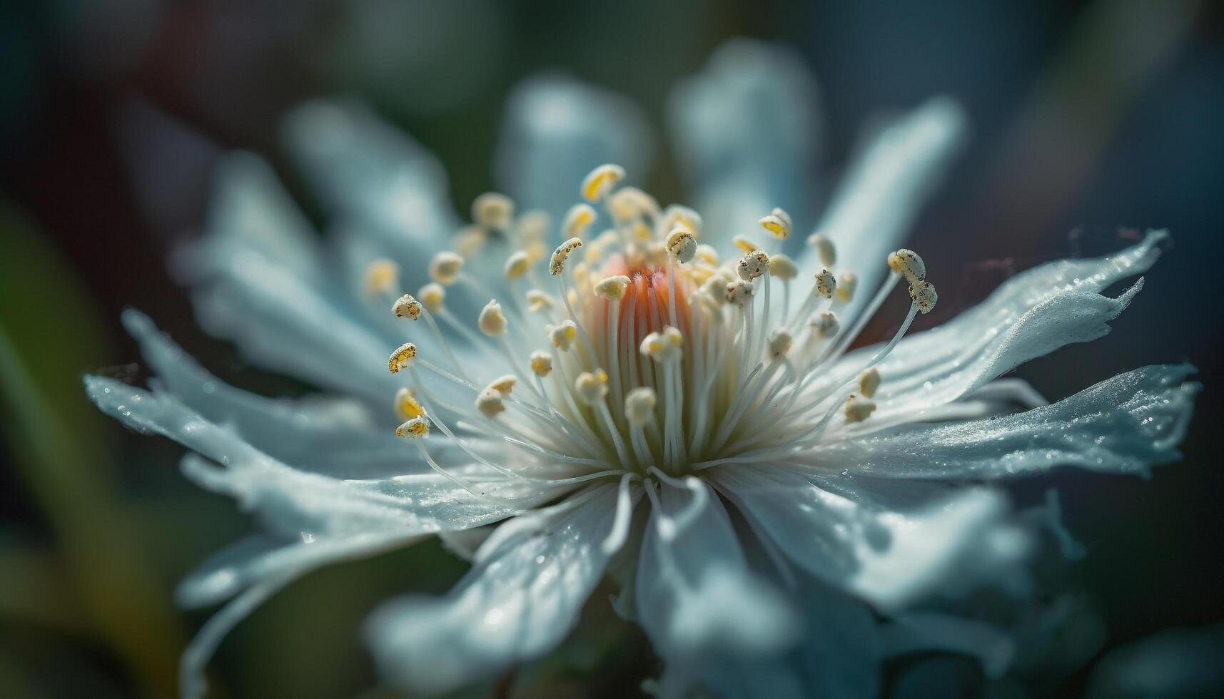 Fresh yellow daisy, wet with dew, in soft focus meadow generated by AI photo