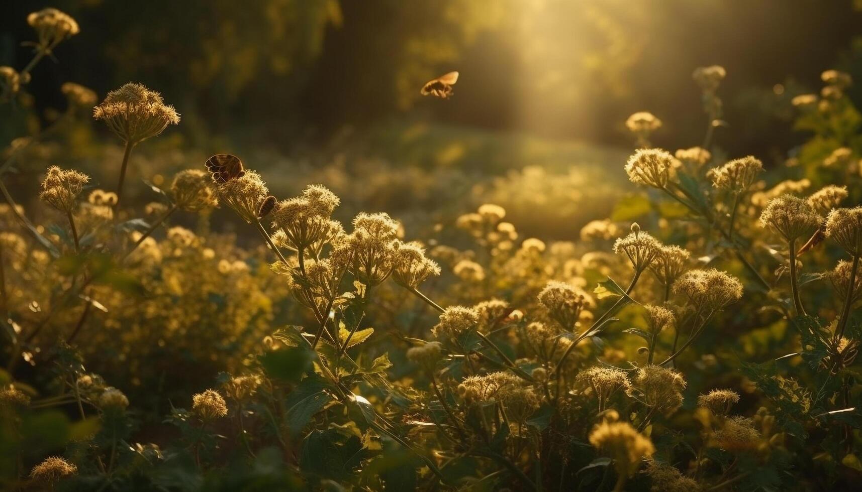 Vibrant wildflowers bloom in the meadow, a colorful abstract landscape generated by AI photo