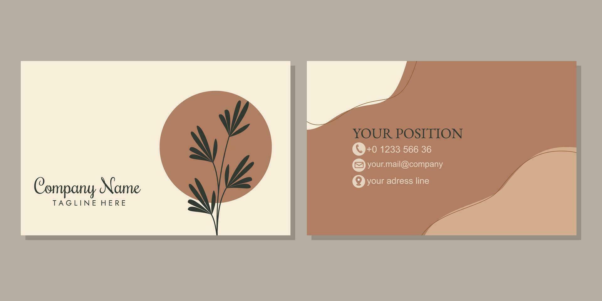 business card design for corporate identity. simple stylish card with hand drawn floral elements vector