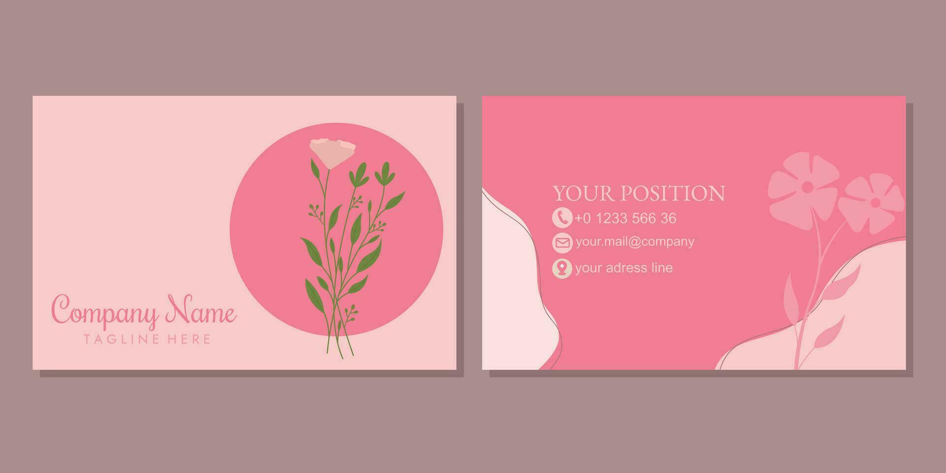 business card design for corporate identity. simple stylish card with hand drawn floral elements vector