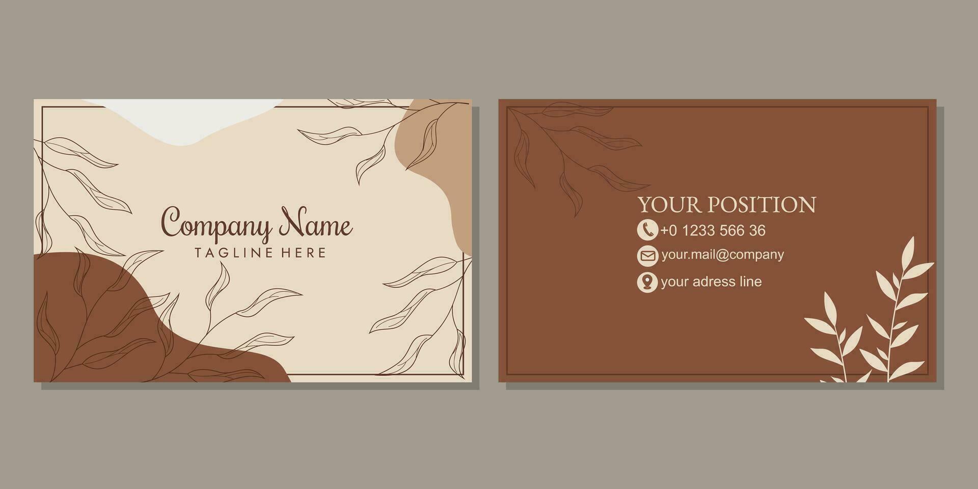 business card design for personal identity. elegant styled card with floral elements in hand drawn. vector