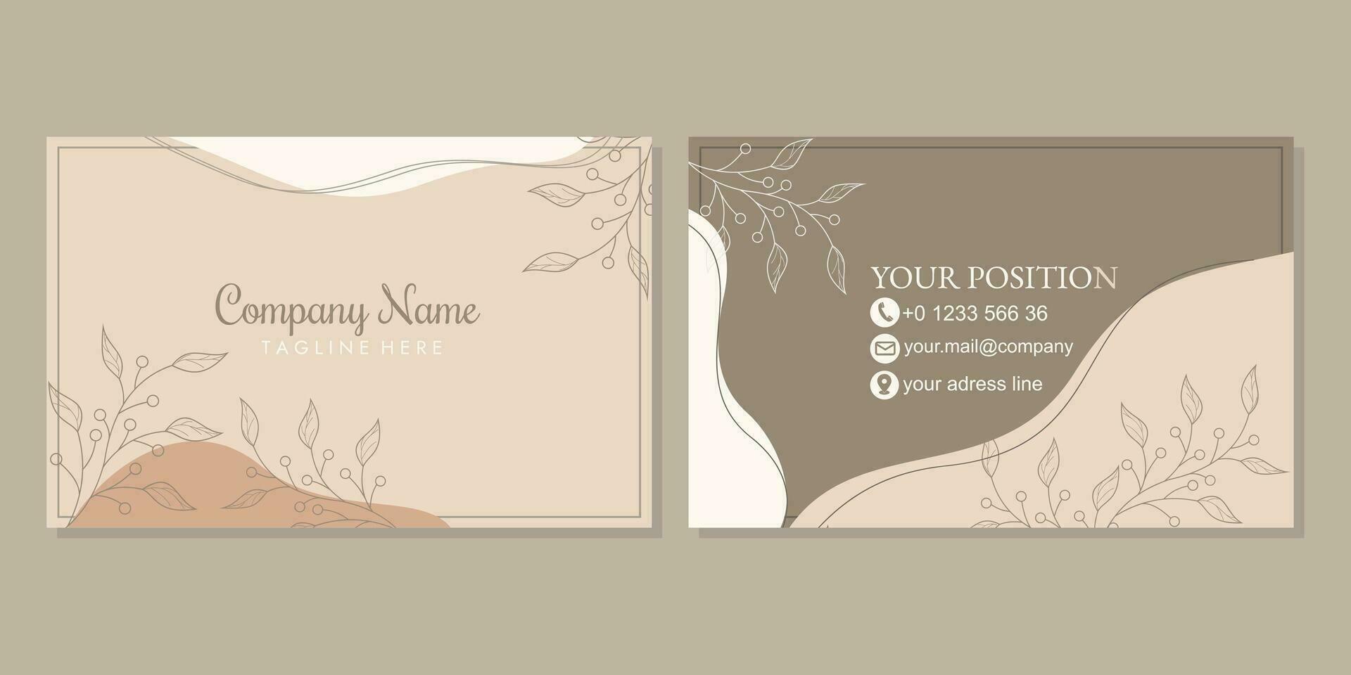 business card design for personal identity. elegant styled card with floral elements in hand drawn. vector