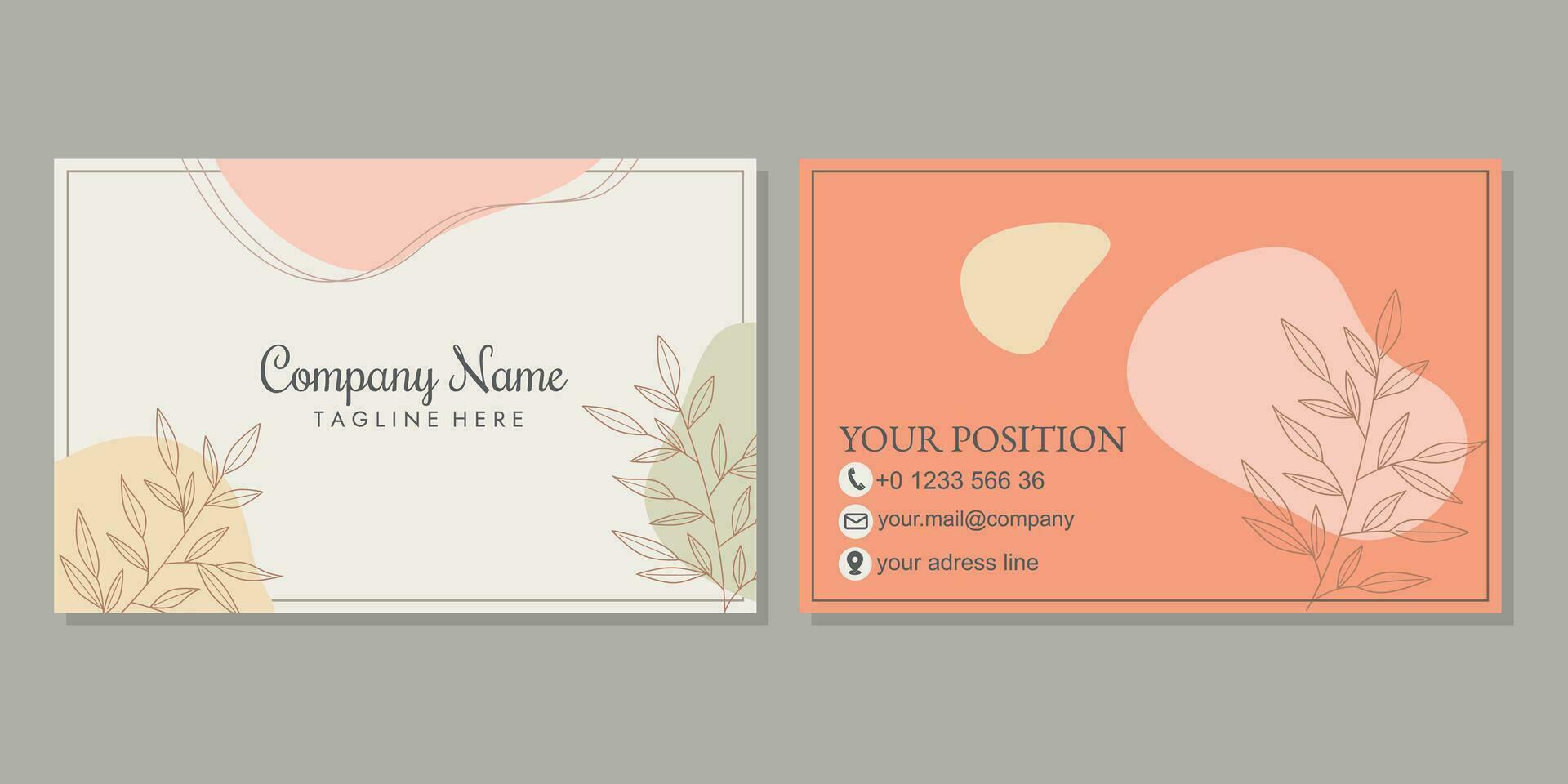 business card design for personal identity. elegant styled card with floral elements in hand drawn. vector