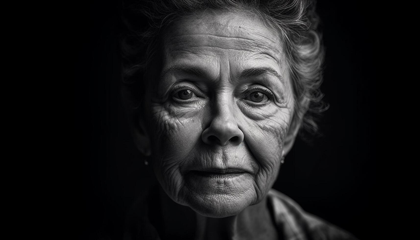 Confident senior woman embraces aging process with beauty and grace generated by AI photo