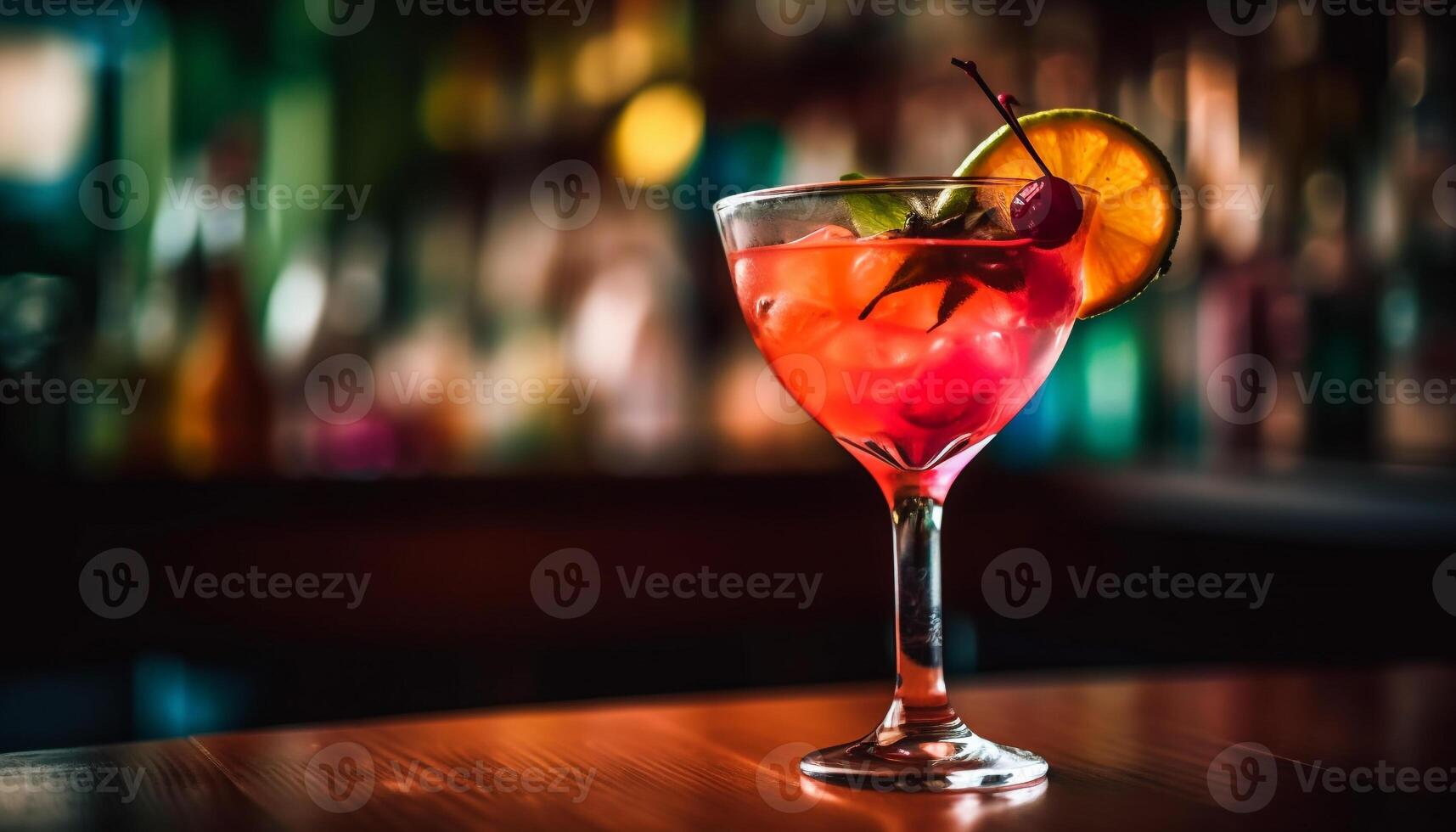 A refreshing mojito on a bar counter, perfect for clubbing generated by AI photo