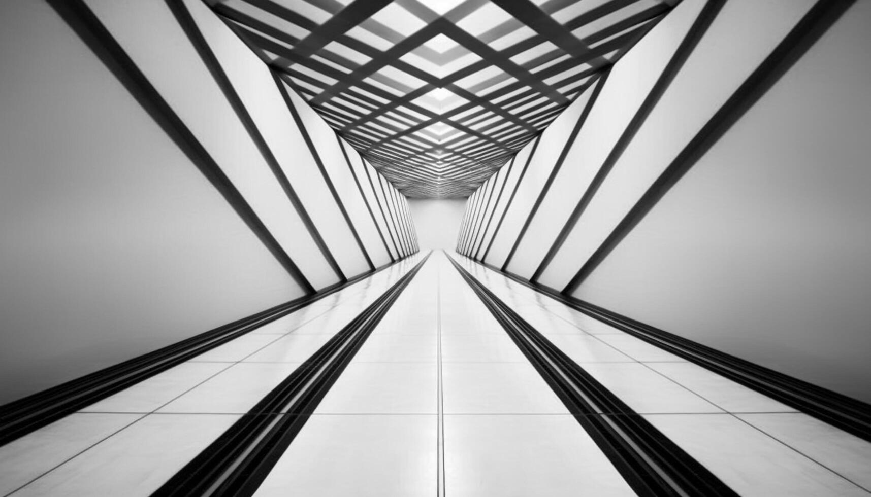 Futuristic architecture steel, glass, and geometric shapes create abstract symmetry generated by AI photo