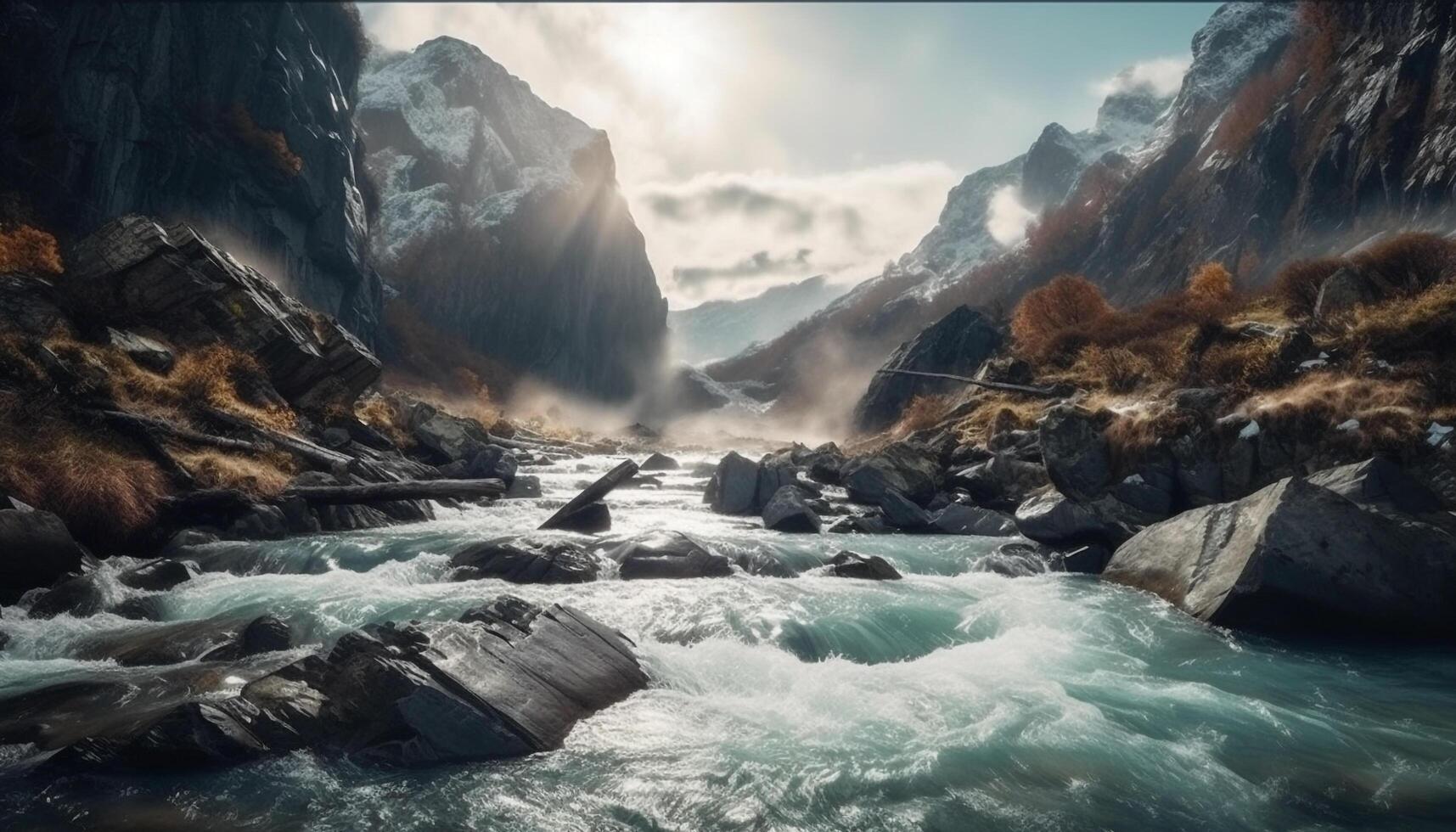 majestuoso montaña rango, tranquilo escena, belleza en naturaleza exploración generado por ai foto