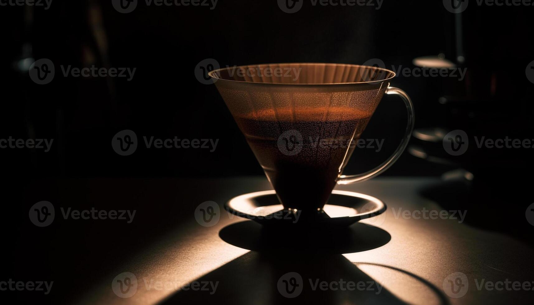 A hot cappuccino on a table, steam rising, frothy elegance generated by AI photo