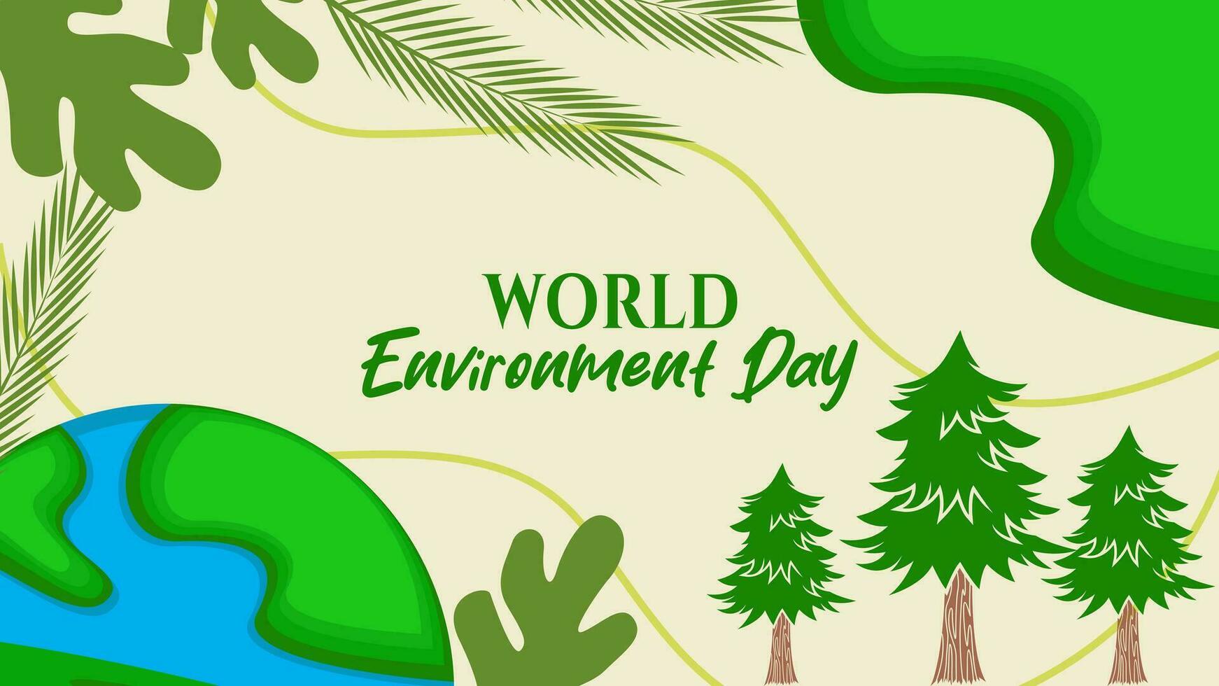 world environment day vector template background with green plant