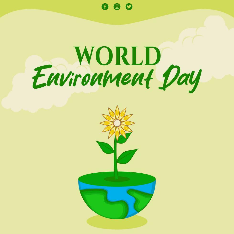 world environment day vector template background with green plant