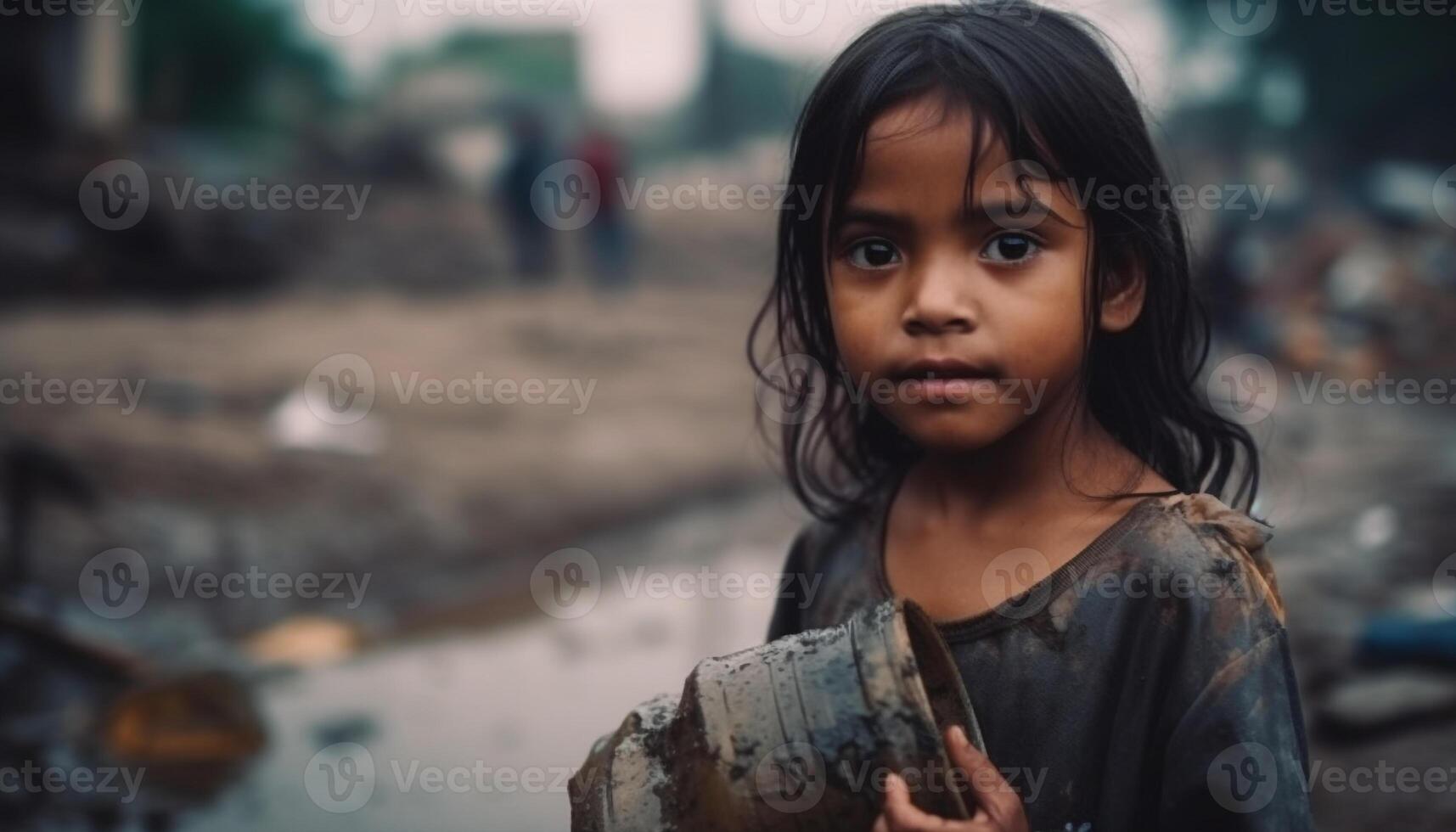 Smiling young woman holds wet child, surrounded by nature beauty generated by AI photo