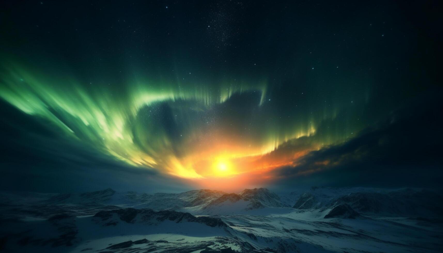 Majestic mountain range illuminated by starry Milky Way at night generated by AI photo