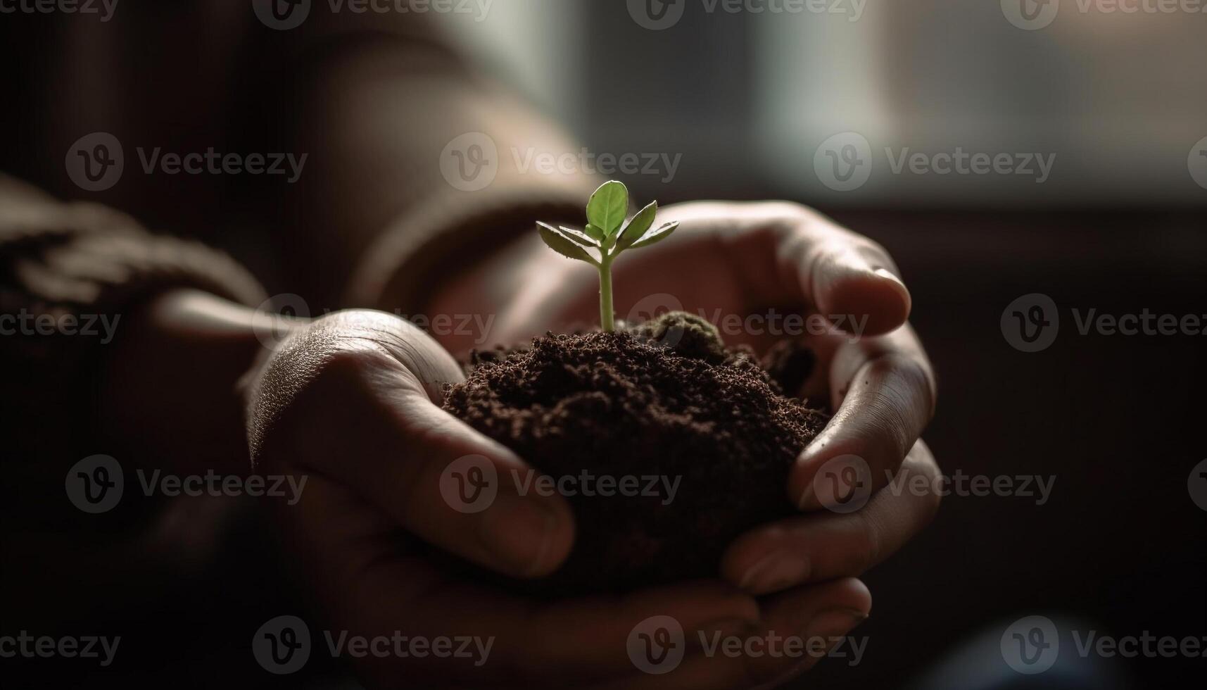 New life begins with the growth of a single seedling generated by AI photo
