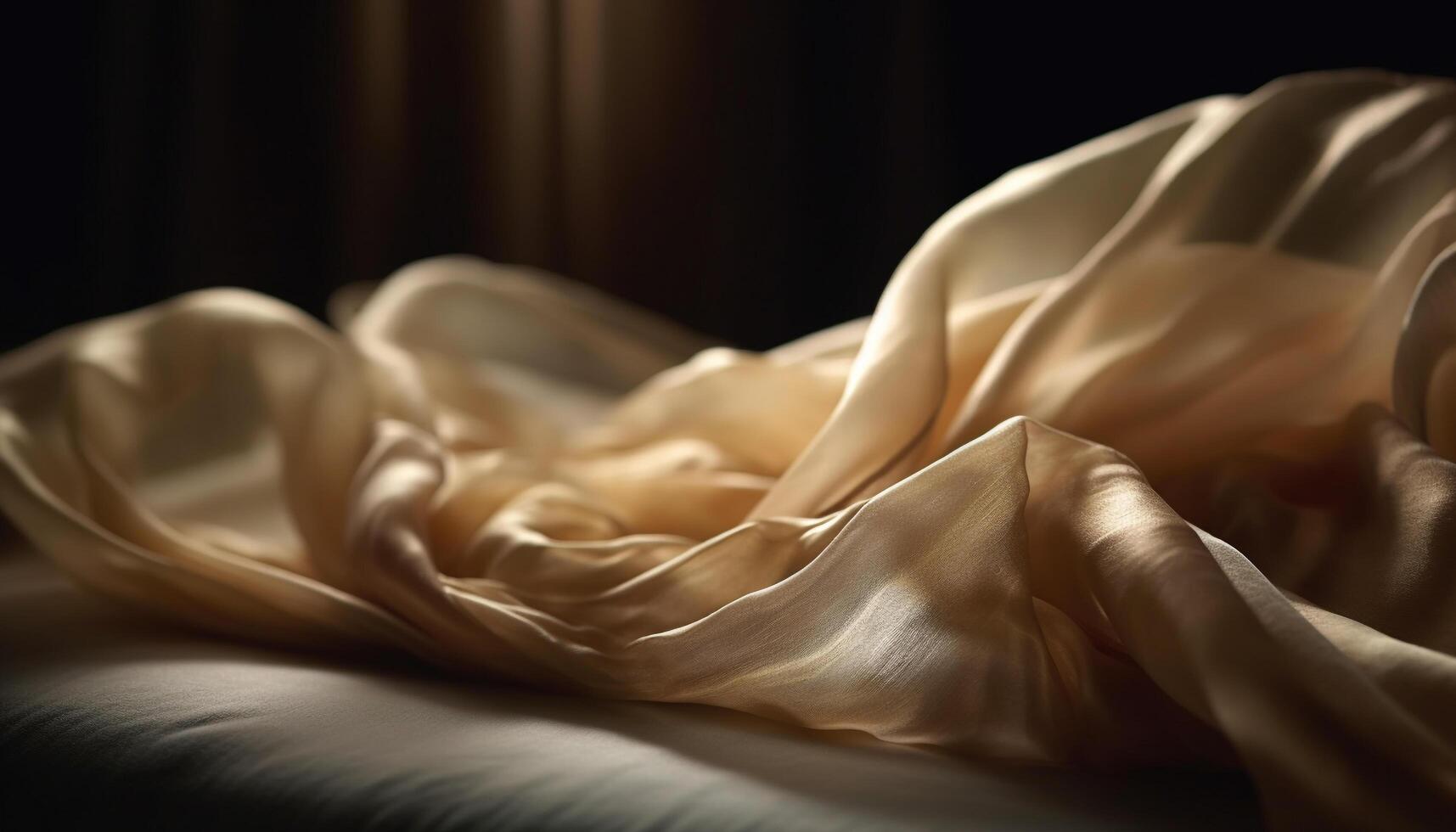 Silky smooth satin bedding adds elegance to bedroom decor generated by AI photo