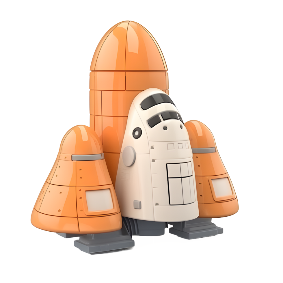 Cute space shuttle isolated on background. Generative AI. png