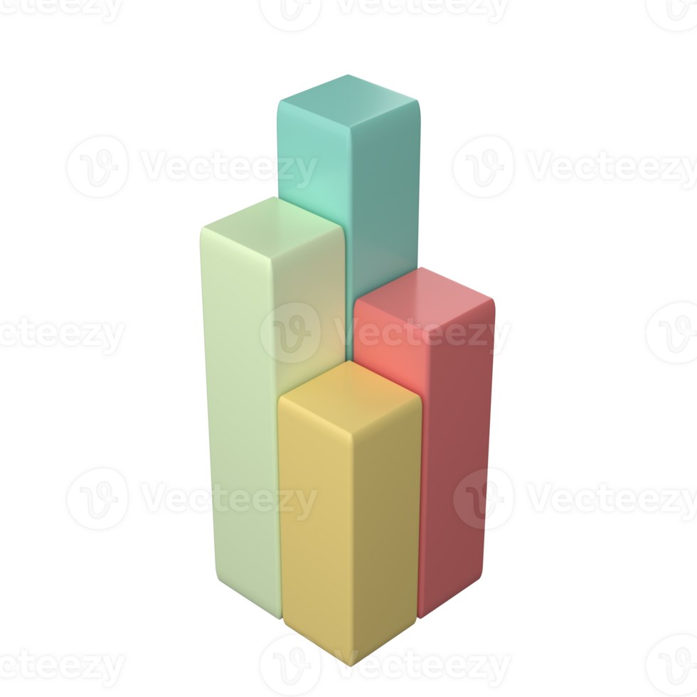 Bar chart on isolated background .3d investment graph,Business economic and money investment concept, infographic concept png