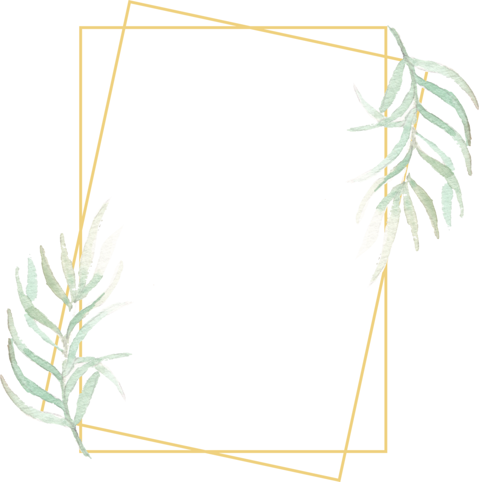 Gold Frame With Tropical Watercolor Leaves png