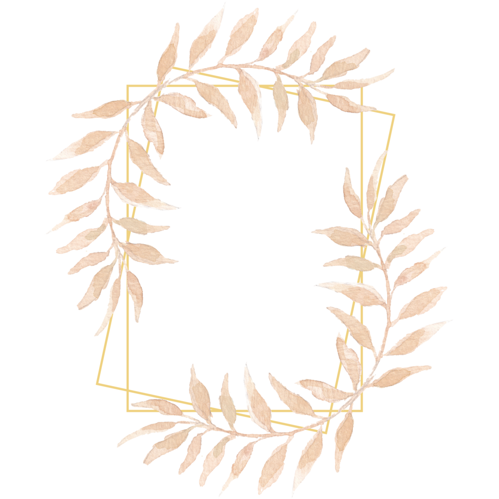 Gold Frame With Tropical Watercolor Leaves png